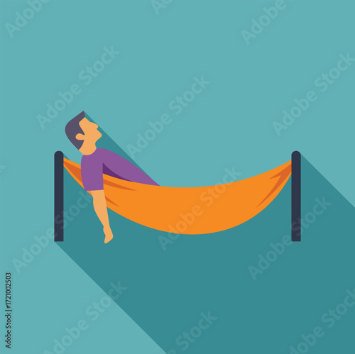 Man relaxing lying in hammock enjoying summer vacation
