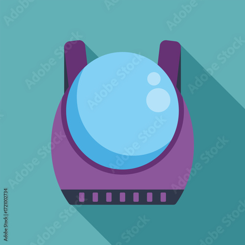 Astronaut space suit chestplate with round glass visor protecting cosmonaut in outer space exploration mission