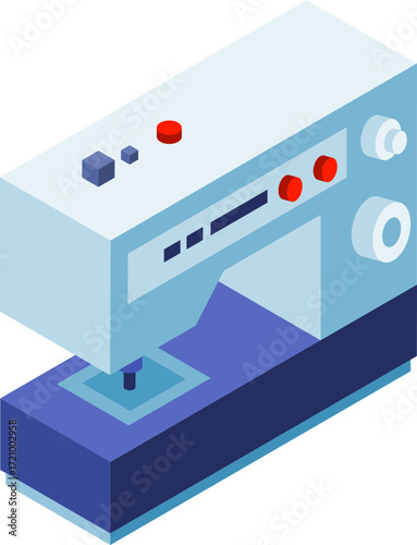 Sewing Machine Isometric Icons – Modern Tailoring and Textile Equipment