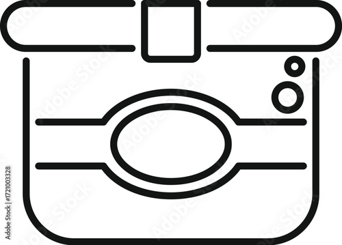 Washing machine simple black line icon showing control panel, door and buttons, isolated on white background