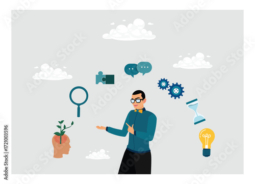 Entrepreneurs solve problems with creative ideas to achieve targets.