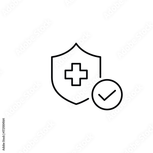 Shield and medical cross. Health insurance and safety. Pixel perfect, editable stroke vector icon