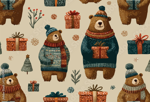 teddy bear  with christian pattern