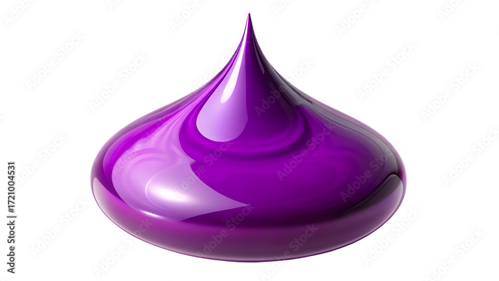 Fototapeta premium Purple liquid drop with swirling patterns isolated on a transparent background paint