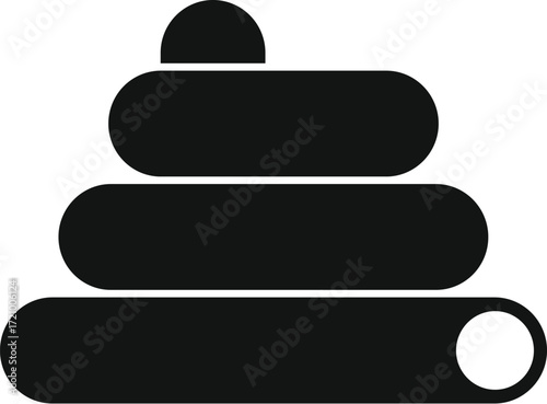 Simple black pyramid toy fostering early childhood development and stacking skills