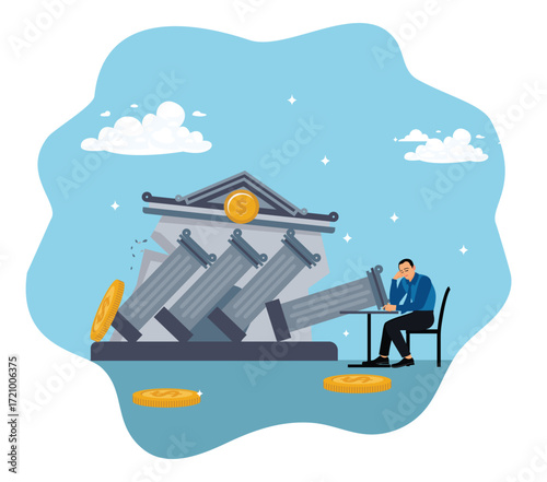 A businessman who is sad because of falling stock market prices.