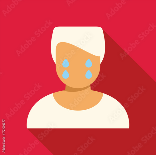 Crying person with tears running down face showing sadness and grief