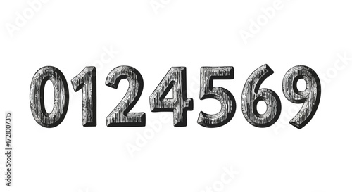 Hand-drawn numbers 0-9 with vintage style perfect for educational resources or creative projects needing a rustic, authentic feel