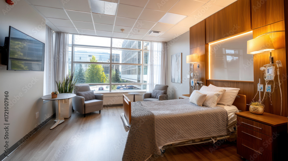 Naklejka premium Beautiful interior of empty comfortable medical room in maternity clinic