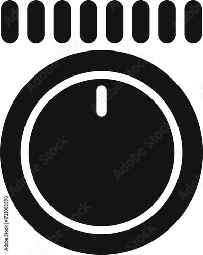 Rotating knob changes setting, indicated by scale above, offering precise control