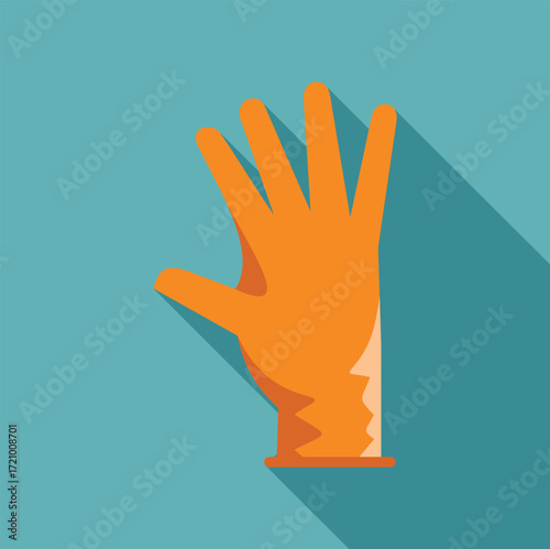 Orange glove protecting hand showing five fingers, ideal for safety and hygiene concepts