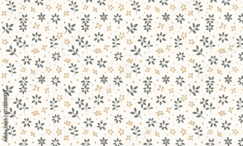 Delicate and Minimalist Winter Botanical Seamless Pattern for Holiday Season