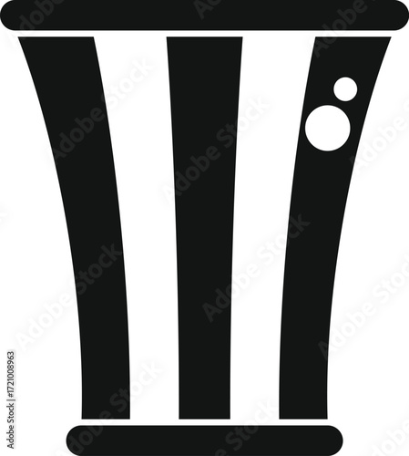 Black silhouette of an african djembe drum with simple decoration, creating a rhythmic and traditional musical experience