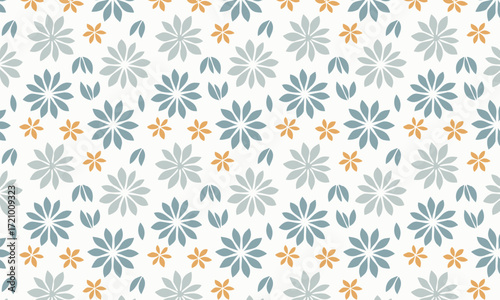 Modern Folk Art Floral Seamless Pattern with Stamped Texture