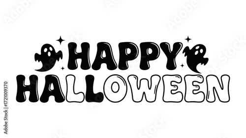 Happy Halloween Celebration: A creative Halloween greeting illustration, perfect for cards, and celebratory promotions. The design focuses on festive spooky vibes.