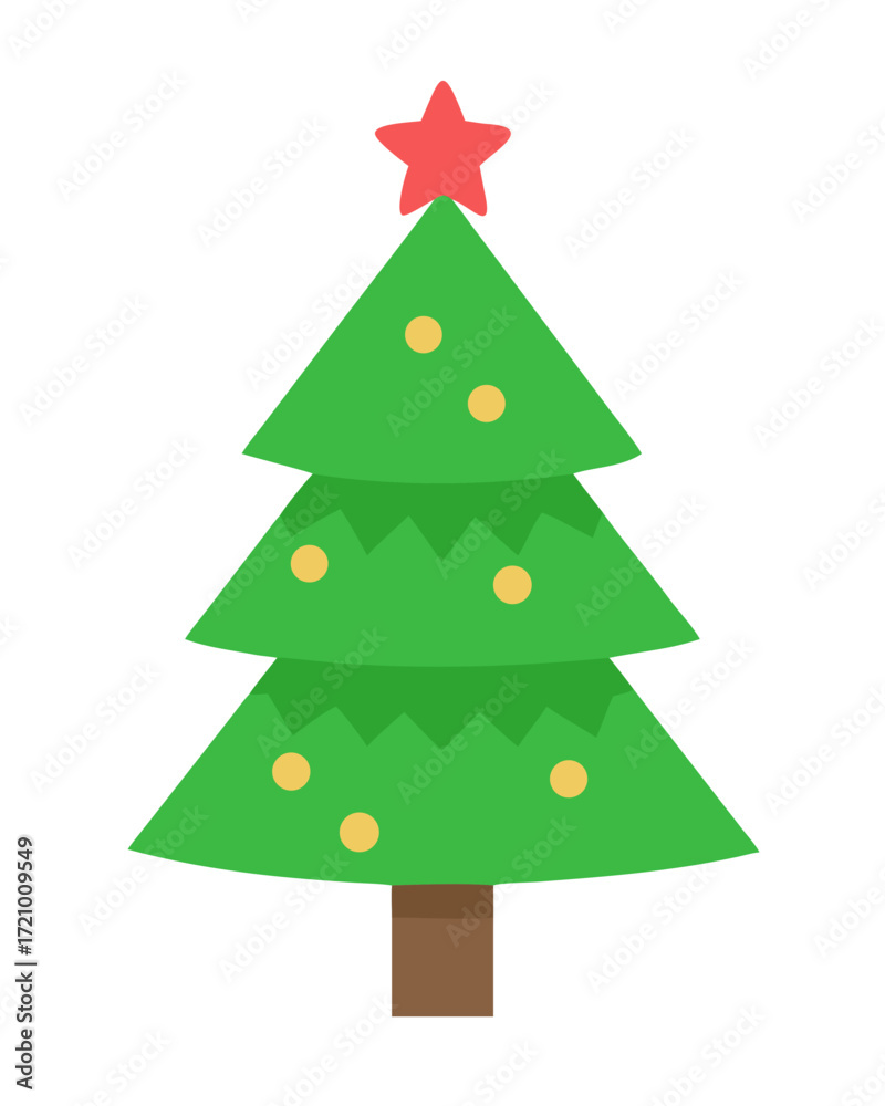 Fototapeta premium Christmas tree flat vector illustration