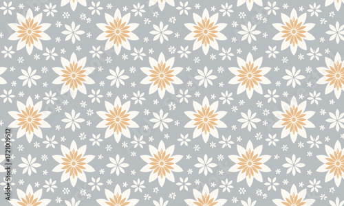 Elegant Retro Geometric Floral Seamless Pattern with Star Flowers