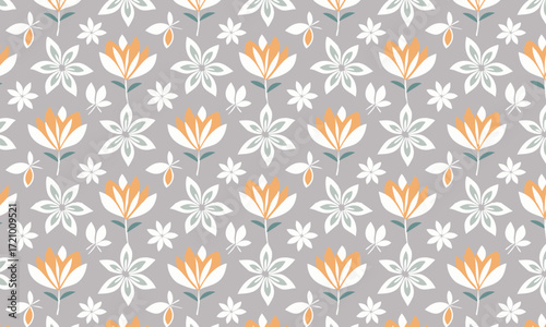 Modern Artistic Seamless Pattern with Painterly Abstract Florals
