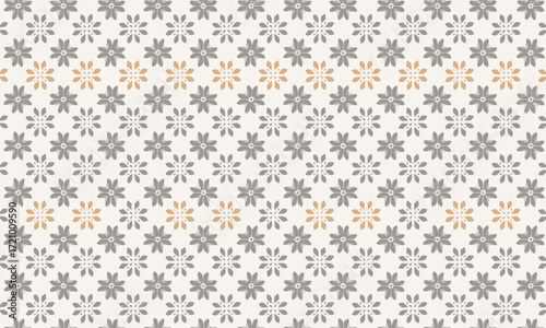 Retro Geometric Floral Seamless Pattern with Scandinavian and Japanese Influence
