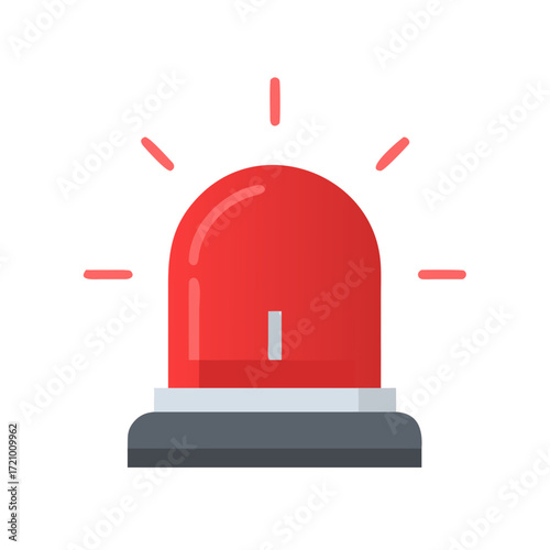 Red emergency siren light flat icon vector