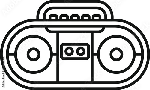 Retro boombox playing music, a symbol of the 80s and 90s, portable music, and urban culture