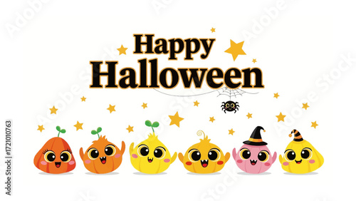 Spooktacular Halloween Creatures: Festive animated Halloween characters in a cute style creating a happy ambiance and promoting the holiday with a colorful display.