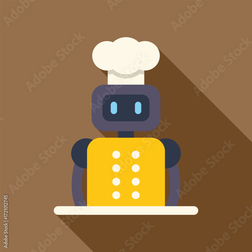 Robot chef wearing a chef's hat and uniform, symbolizing the integration of artificial intelligence in culinary arts