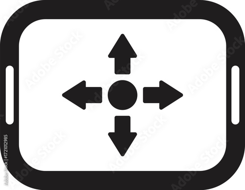Free Download Mobile device screen displaying four arrows pointing up, down, left, and right, symbolizing navigation or directional control - GFXLoad