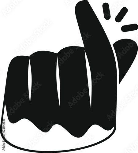 Hand snapping fingers creating spark icon in simple style isolated on white background