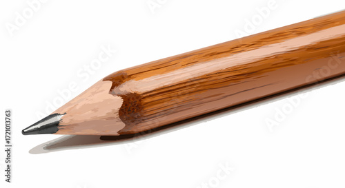 Sharpened Wooden Pencil with Graphite Lead on White