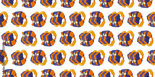 Seamless Cartoon Backpack Pattern Backpacks school travel camping cartoon flat style seamless pattern with blue and orange bags isolated on white background.