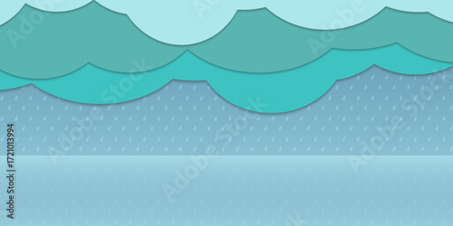 Abstract rainy season background in the middle of the ocean. vector illustration