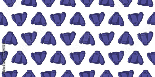 Seamless Purple Turtleneck Pattern. Purple turtleneck sweater seamless pattern in flat cartoon style on white background.