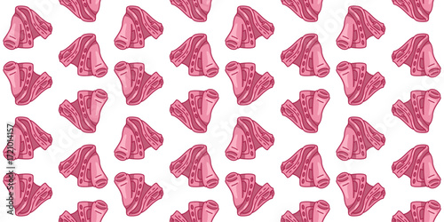 Seamless Pink Hooded Cardigan Pattern. Pink hooded cardigan seamless pattern in flat cartoon style on white background.