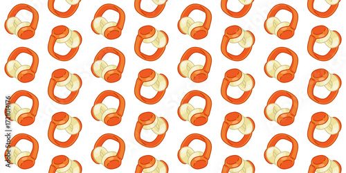 Seamless Orange Earmuffs Pattern. Orange earmuffs seamless pattern in cartoon flat style on white background.