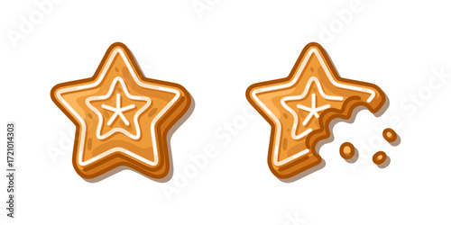 Christmas Gingerbread Cookies Set. Christmas gingerbread cookies set in cartoon flat style isolated.