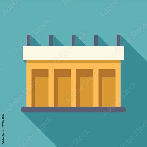 Industrial building with loading docks and flat roof, representing warehouse, factory, or distribution center