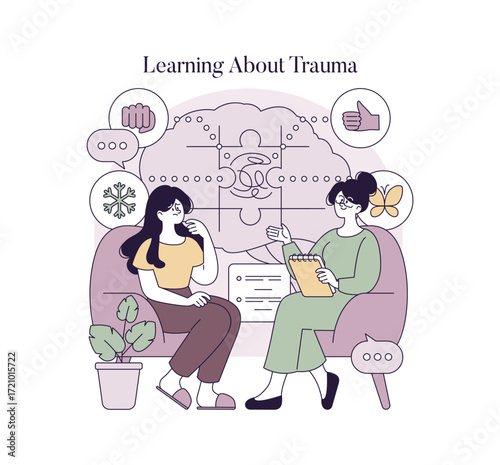 Counseling Session on Trauma in Vector Illustration