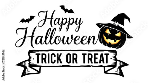 Spooky Halloween Message: Festive text that sends shivers, with bats, a bewitching witch hat, and an eerie pumpkin to ignite the season's fun.