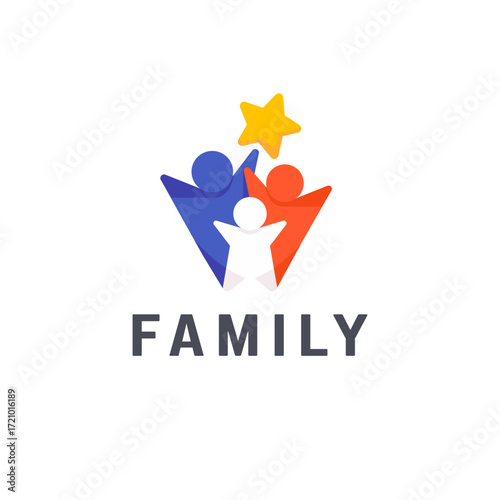 Vector logo design template. Family abstract icon. Teamwork.	
