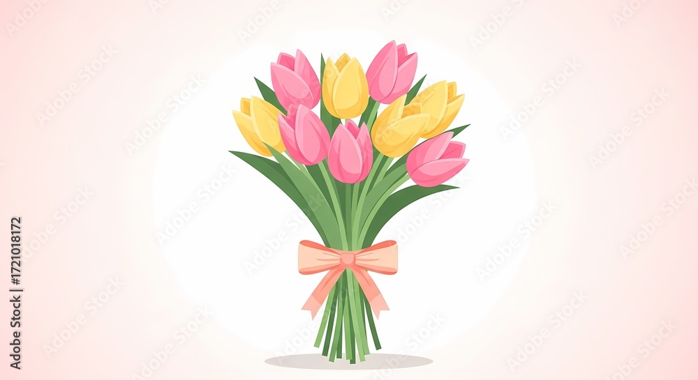 Obraz premium Brightly Colored Tulip Bouquet Arrangement for Spring Celebrations