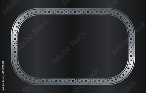 Metal Frame with Rivets on Dark Background.