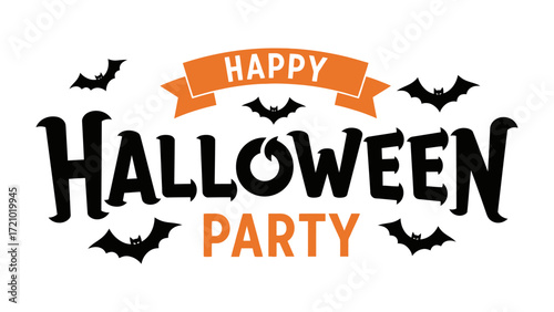 Halloween Celebration: A festive Halloween party, adorned with the playful imagery of bats and bold typography, sets the stage for a night of spooky fun.