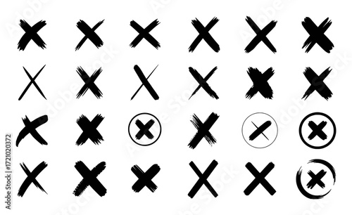 Collection of Hand-Drawn "X" Marks and Cross Symbols