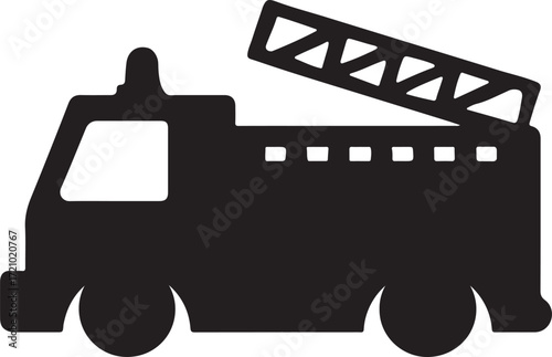 Silhouette vector of firetruck icon, emergency and firefighting vehicle EPS file