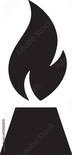 Silhouette vector of memorial flame icon, tribute and remembrance EPS file.