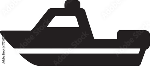 Silhouette vector of rescue boat icon, emergency and safety design EPS file.