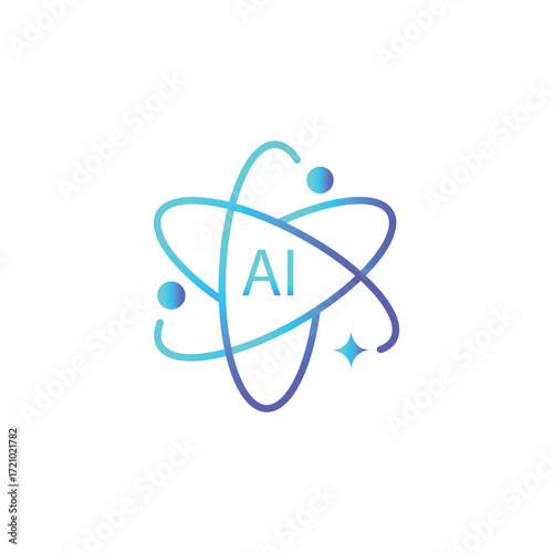 AI Atom Logo – Futuristic Technology Symbol Vector
