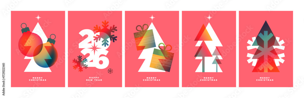 Christmas and New Year Greeting Cards. Vector illustration concepts for background, greeting card, party invitation card, website banner, social media banner, marketing material.
