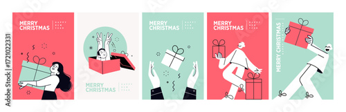 Christmas and New Year Greeting Cards. Vector illustration concepts for background, greeting card, party invitation card, website banner, social media banner, marketing material.